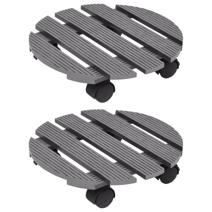 Suporturi de plante cu role, 2 buc., gri, Ø30x7,5 cm, WPC - WALTI WALTI