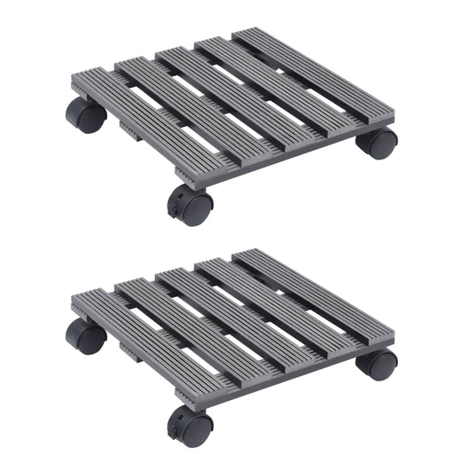 Suporturi de plante cu role, 2 buc., gri, 30x30x7,5 cm, WPC - WALTI WALTI