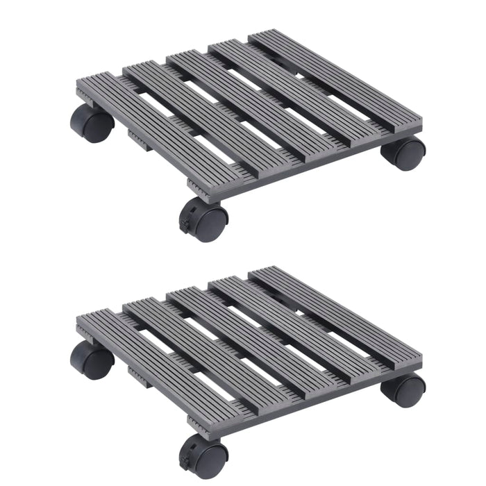 Suporturi de plante cu role, 2 buc., gri, 30x30x7,5 cm, WPC - WALTI WALTI