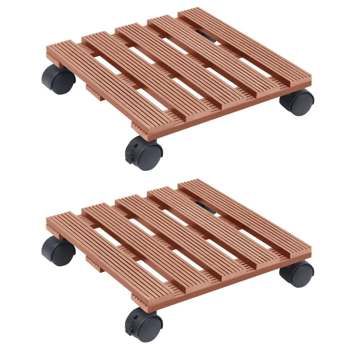 Suporturi de plante cu role, 2 buc., maro, 30x30x7,5 cm, WPC - WALTI WALTI