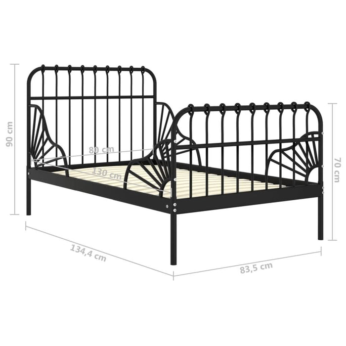 Cadru de pat extensibil, negru, 80x130/200 cm, metal - WALTI WALTI