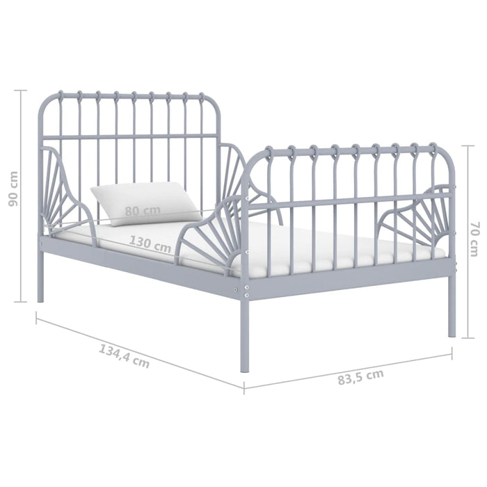 Cadru de pat extensibil, gri, 80x130/200 cm, metal - WALTI WALTI