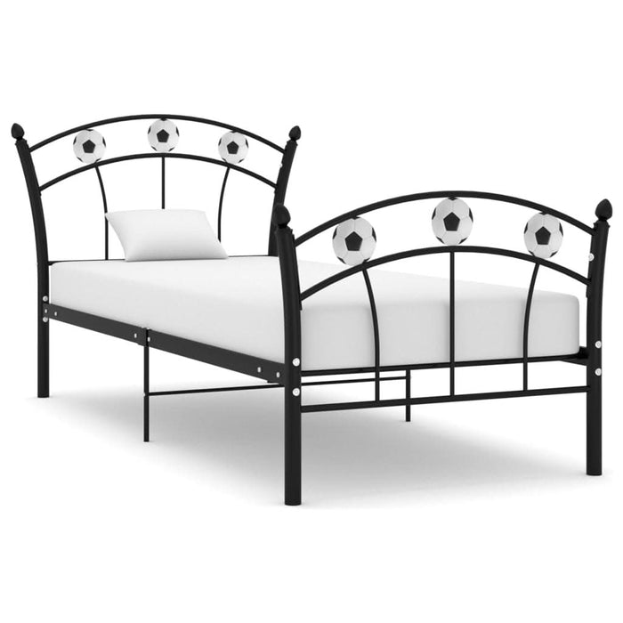 Cadru de pat, cu model de fotbal, negru, 90x200 cm, metal - WALTI WALTI