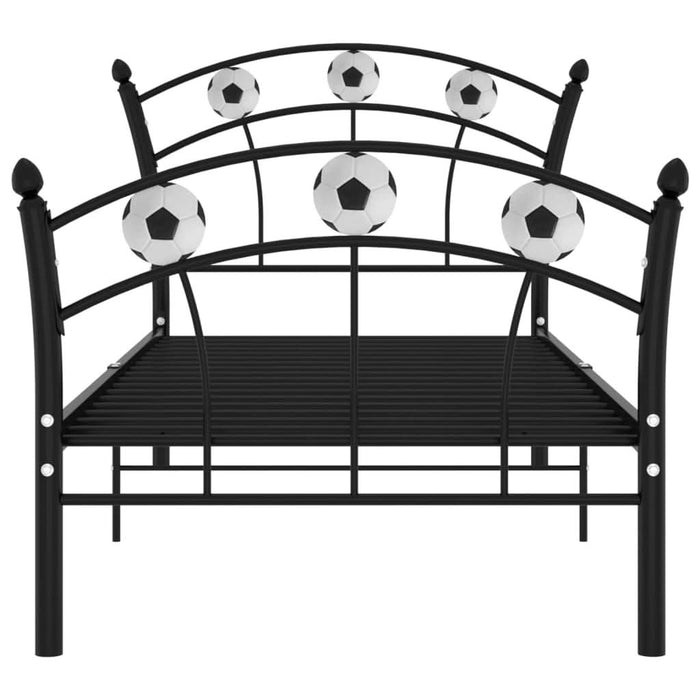 Cadru de pat, cu model de fotbal, negru, 90x200 cm, metal - WALTI WALTI