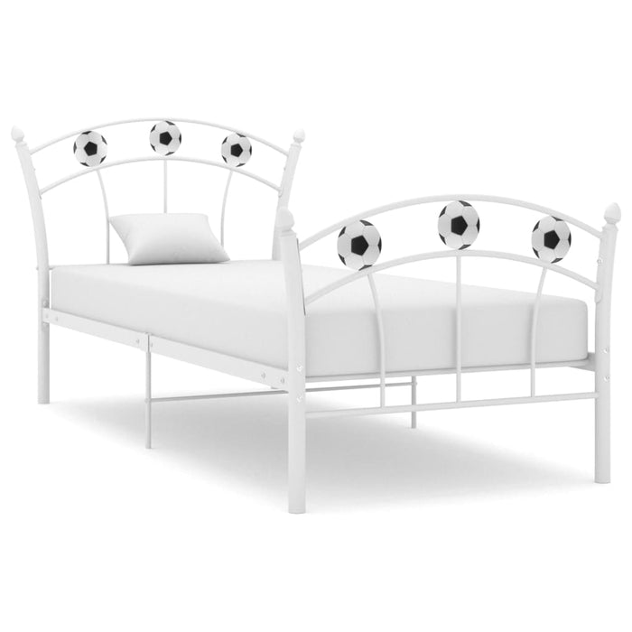 Cadru de pat, cu model de fotbal, alb, 90 x 200 cm, metal WALTI