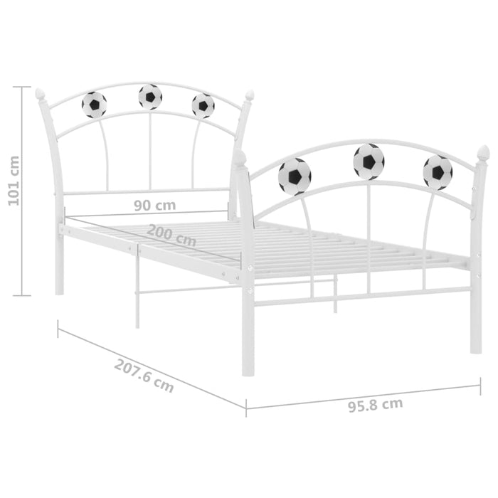 Cadru de pat, cu model de fotbal, alb, 90 x 200 cm, metal WALTI