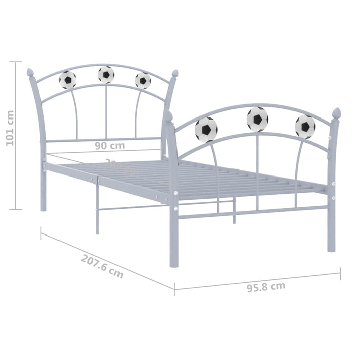 Cadru de pat, cu model de fotbal, gri, 90 x 200 cm, metal - WALTI WALTI