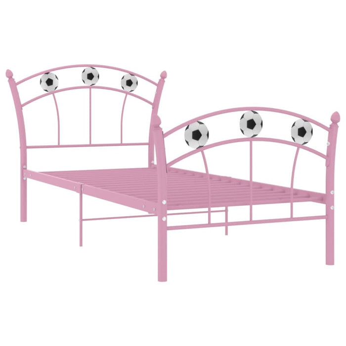 Cadru de pat, cu model de fotbal, roz, 90 x 200 cm, metal - WALTI WALTI