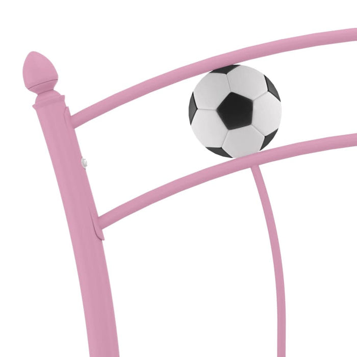 Cadru de pat, cu model de fotbal, roz, 90 x 200 cm, metal - WALTI WALTI