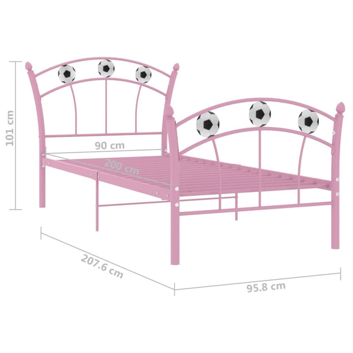 Cadru de pat, cu model de fotbal, roz, 90 x 200 cm, metal - WALTI WALTI