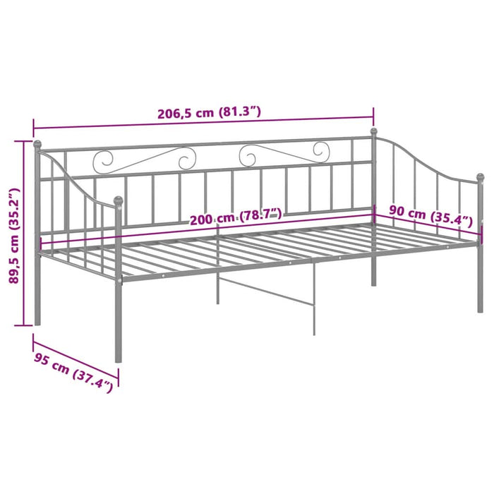 Cadru pat canapea, gri, 90x200 cm, metal - WALTI WALTI