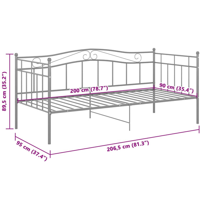 Cadru pat canapea, gri, 90x200 cm, metal - WALTI WALTI