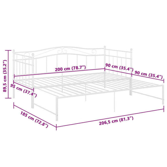 Cadru pat canapea extensibilă, alb, 90x200 cm, metal WALTI