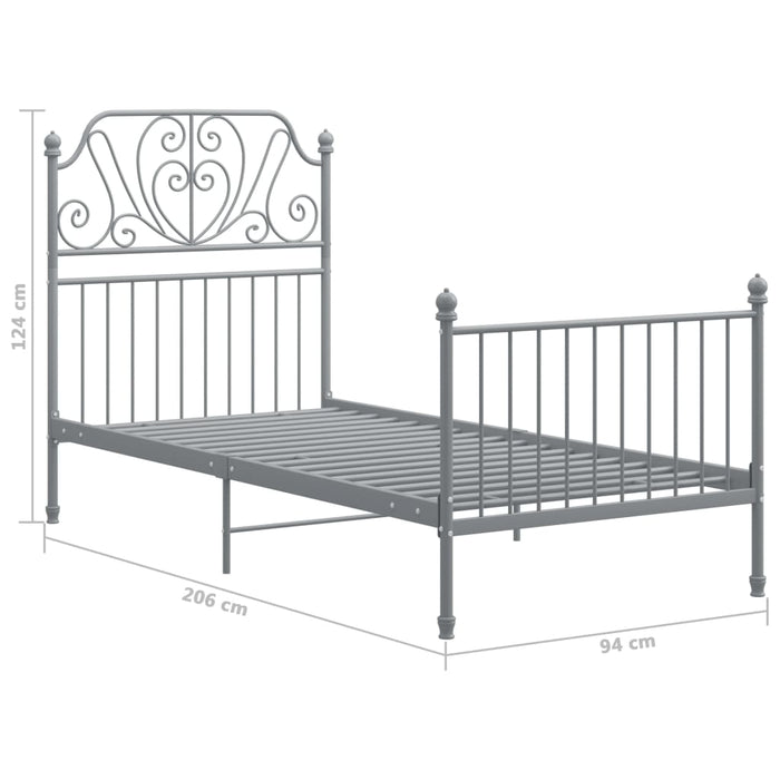 Cadru de pat, gri, 90x200 cm, metal WALTI