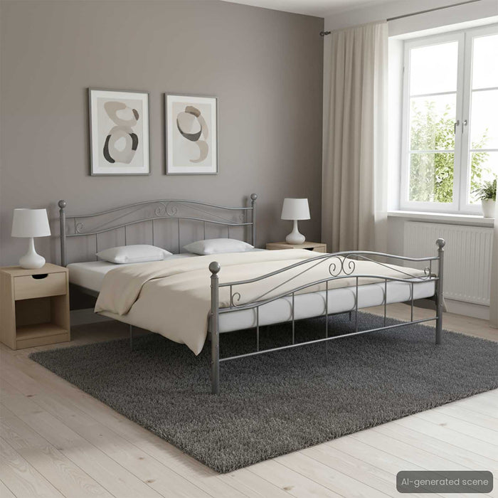 Cadru de pat, gri, 200x200 cm, metal - WALTI WALTI