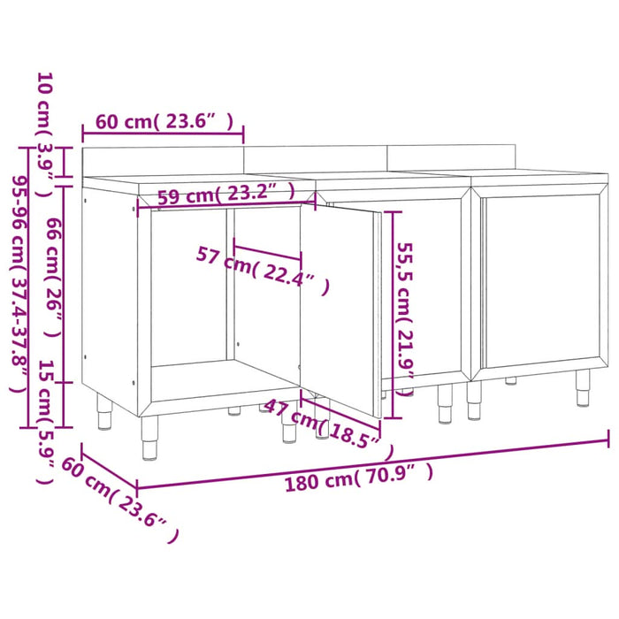 Dulap blat de lucru comercial 180x60x96 cm oțel inoxidabil - WALTI WALTI