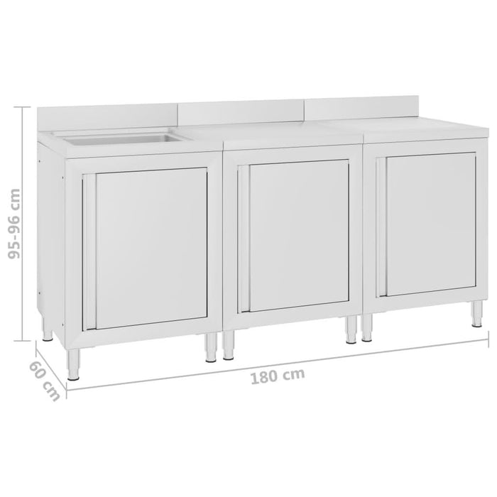 Dulap comercial pentru chiuvetă 180x60x96 cm, oțel inoxidabil - WALTI WALTI