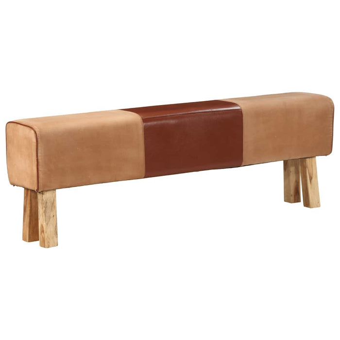 Bancă Bok gimnastică maro 160 cm piele naturală/lemn acacia - WALTI WALTI