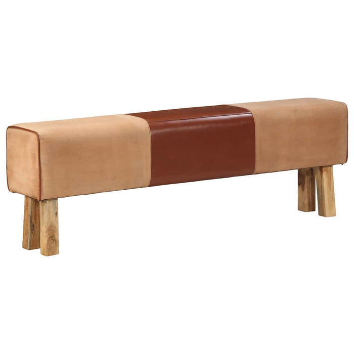 Bancă Bok gimnastică maro 160 cm piele naturală/lemn acacia - WALTI WALTI