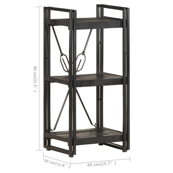 Bibliotecă cu 3 rafturi, negru, 40x30x80 cm, lemn masiv mango - WALTI WALTI