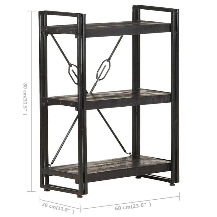 Bibliotecă cu 3 rafturi, negru, 60x30x80 cm, lemn masiv mango - WALTI WALTI