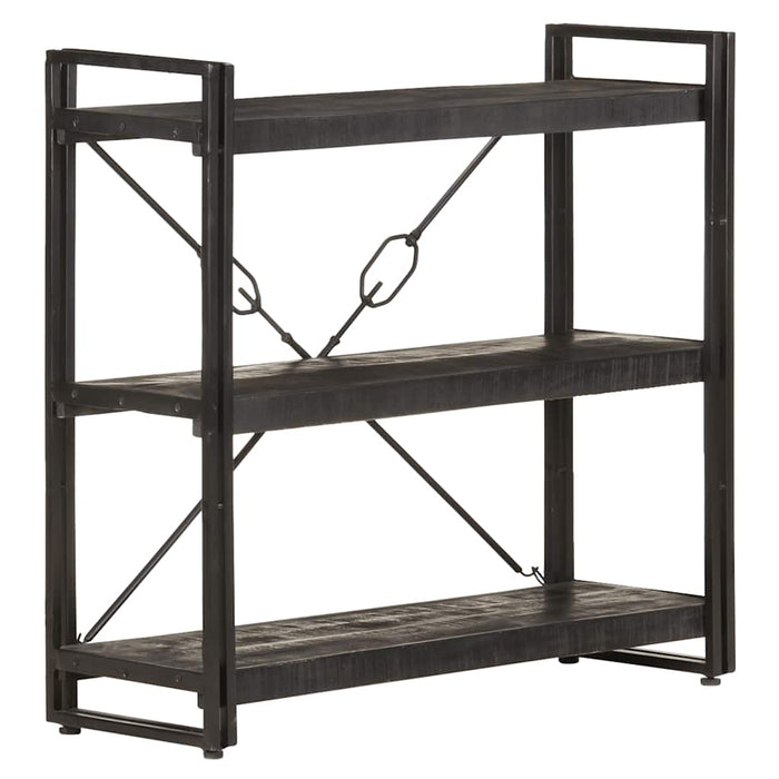 Bibliotecă cu 3 rafturi, negru, 90x30x80 cm, lemn masiv mango WALTI