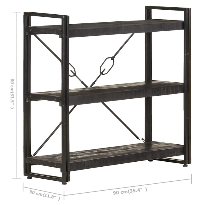 Bibliotecă cu 3 rafturi, negru, 90x30x80 cm, lemn masiv mango WALTI