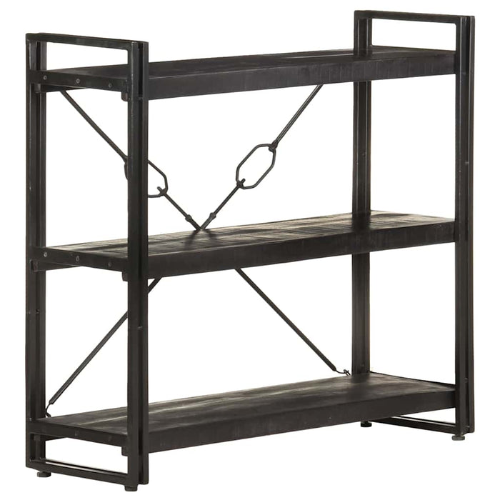 Bibliotecă cu 3 rafturi, negru, 90x30x80 cm, lemn masiv mango WALTI