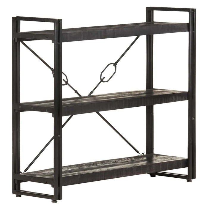 Bibliotecă cu 3 rafturi, negru, 90x30x80 cm, lemn masiv mango WALTI