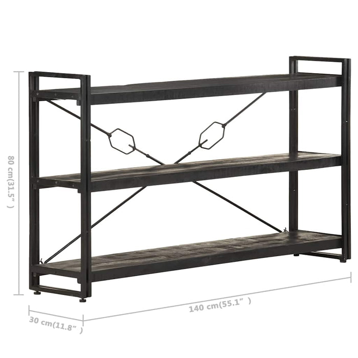 Bibliotecă cu 3 rafturi, negru, 140x30x80 cm, lemn masiv mango WALTI
