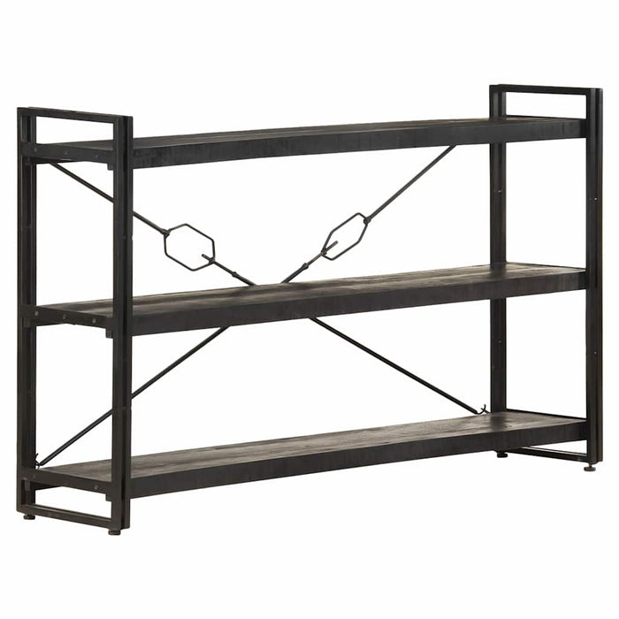 Bibliotecă cu 3 rafturi, negru, 140x30x80 cm, lemn masiv mango WALTI