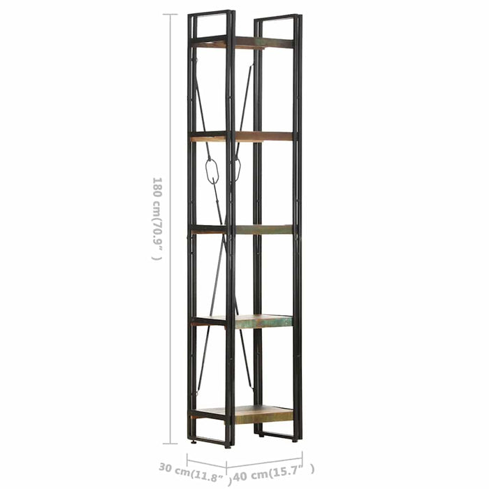 Bibliotecă cu 5 rafturi, 40x30x180 cm, lemn masiv reciclat - WALTI WALTI