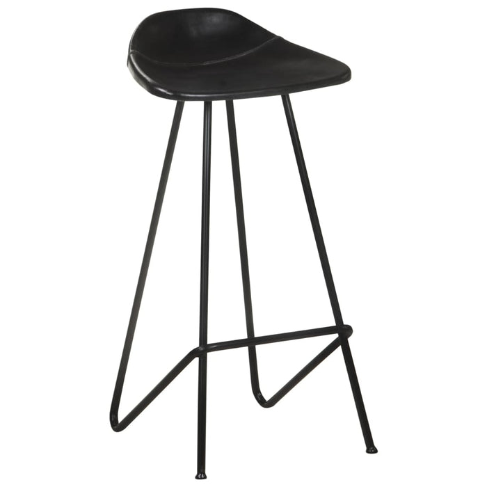 Scaune de bar, 4 buc., negru, piele naturală WALTI