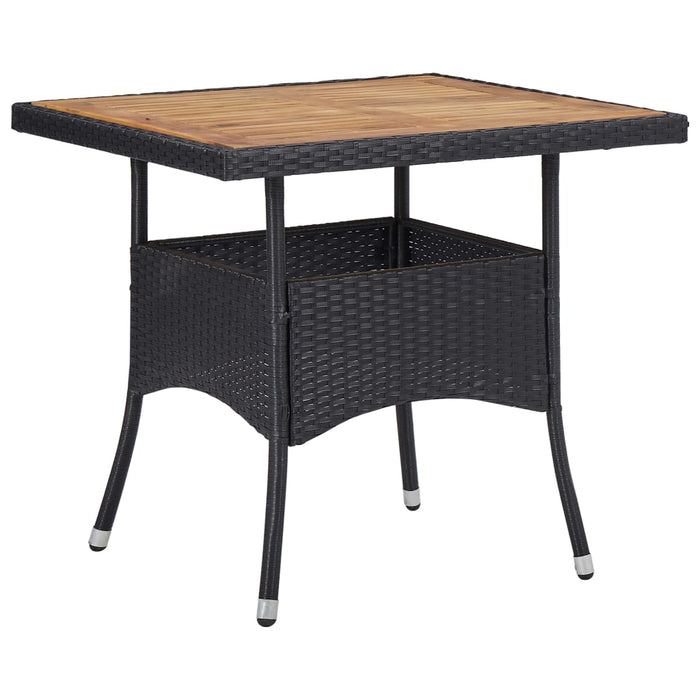 Set mobilier grădină, 3 piese, negru, poliratan și lemn acacia - WALTI WALTI