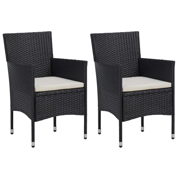 Set mobilier grădină, 3 piese, negru, poliratan și lemn acacia - WALTI WALTI
