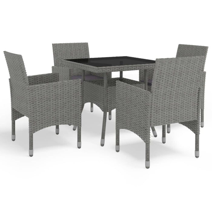 Set mobilier de exterior, 5 piese, gri, poliratan și sticlă WALTI