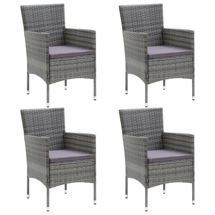 Set mobilier de exterior, 5 piese, gri, poliratan și sticlă WALTI