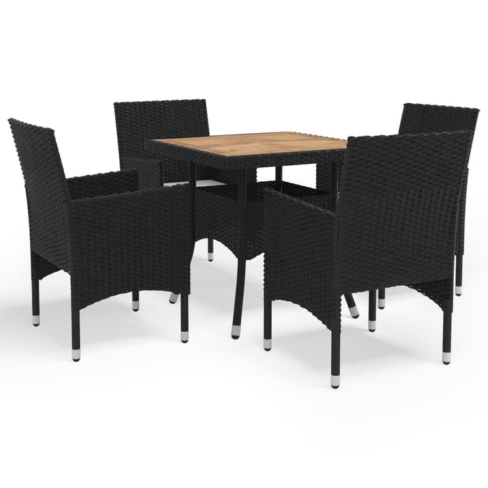 Set mobilier grădină, 5 piese, negru, poliratan, lemn acacia - WALTI WALTI