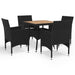 Set mobilier grădină, 5 piese, negru, poliratan, lemn acacia - WALTI WALTI