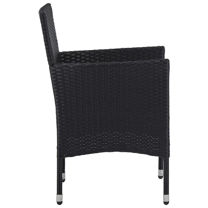 Set mobilier grădină, 5 piese, negru, poliratan, lemn acacia - WALTI WALTI