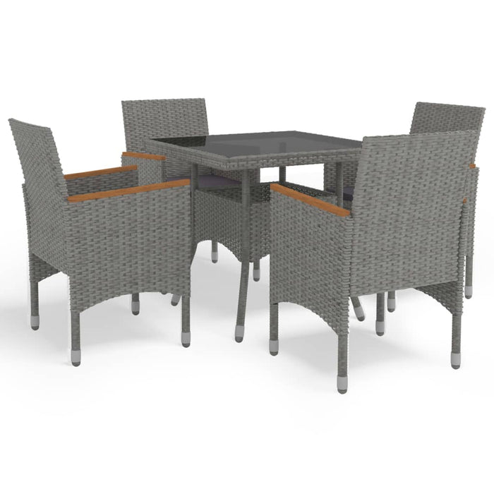 Set mobilier grădină, 5 piese, gri, poliratan, lemn acacia WALTI