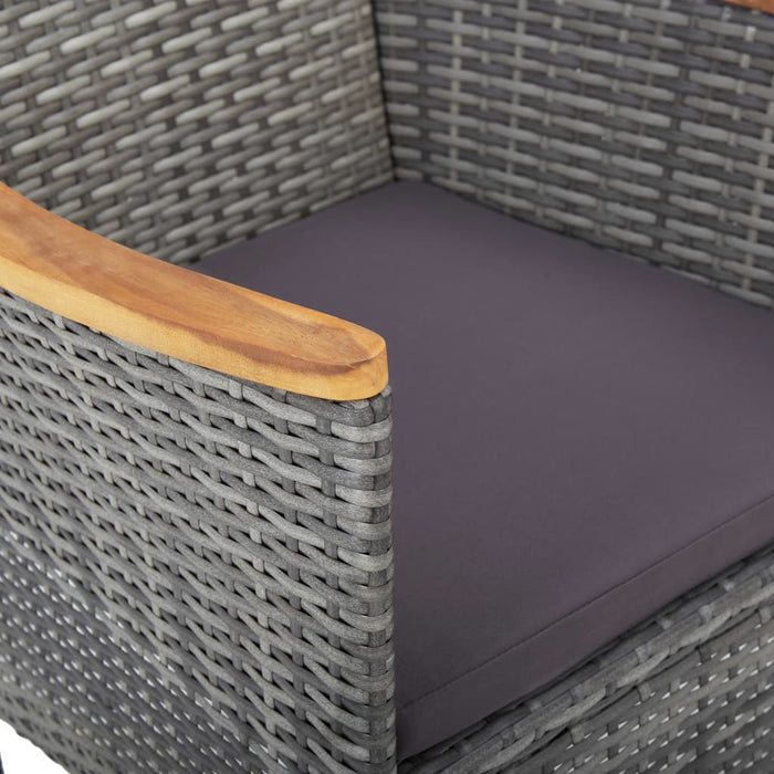 Set mobilier grădină, 5 piese, gri, poliratan, lemn acacia WALTI
