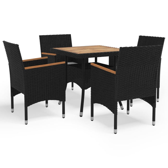 Set mobilier grădină, 5 piese, negru, poliratan, lemn acacia - WALTI WALTI