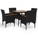 Set mobilier grădină, 5 piese, negru, poliratan, lemn acacia - WALTI WALTI