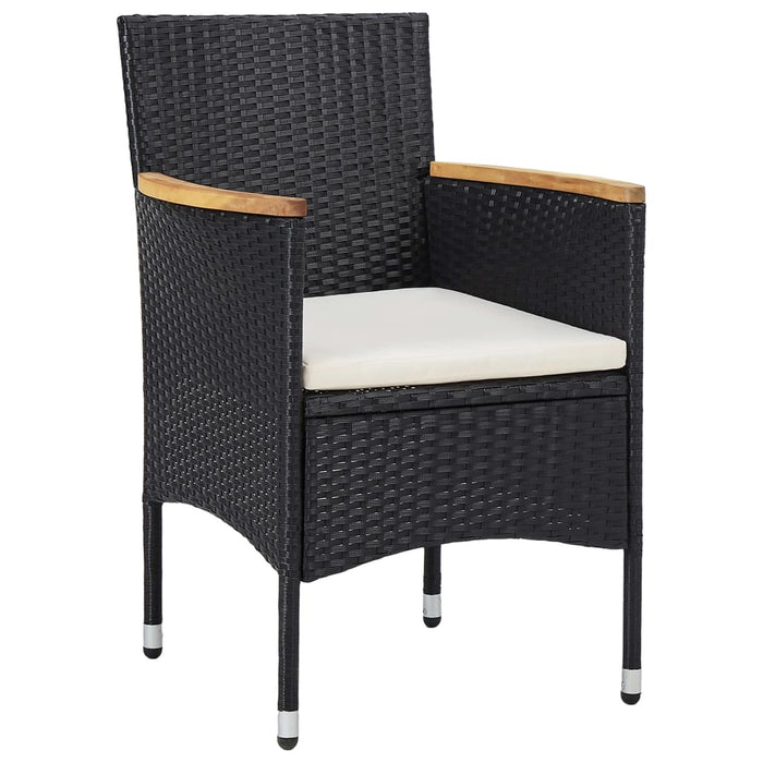Set mobilier grădină, 5 piese, negru, poliratan, lemn acacia - WALTI WALTI