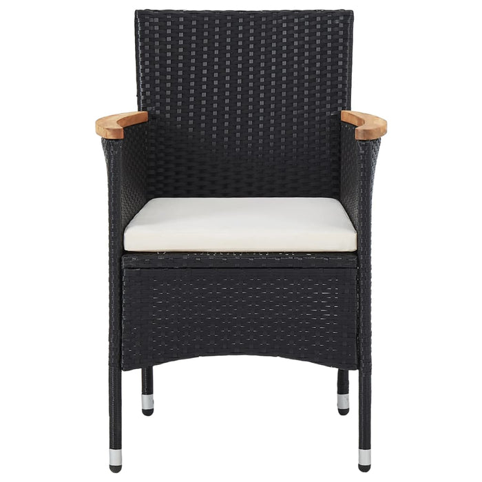Set mobilier grădină, 5 piese, negru, poliratan, lemn acacia - WALTI WALTI