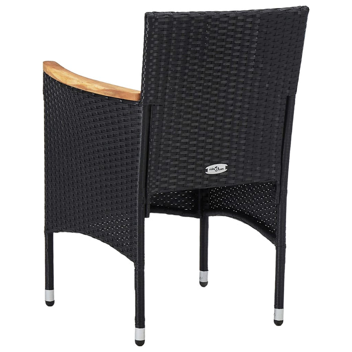 Set mobilier grădină, 5 piese, negru, poliratan, lemn acacia - WALTI WALTI