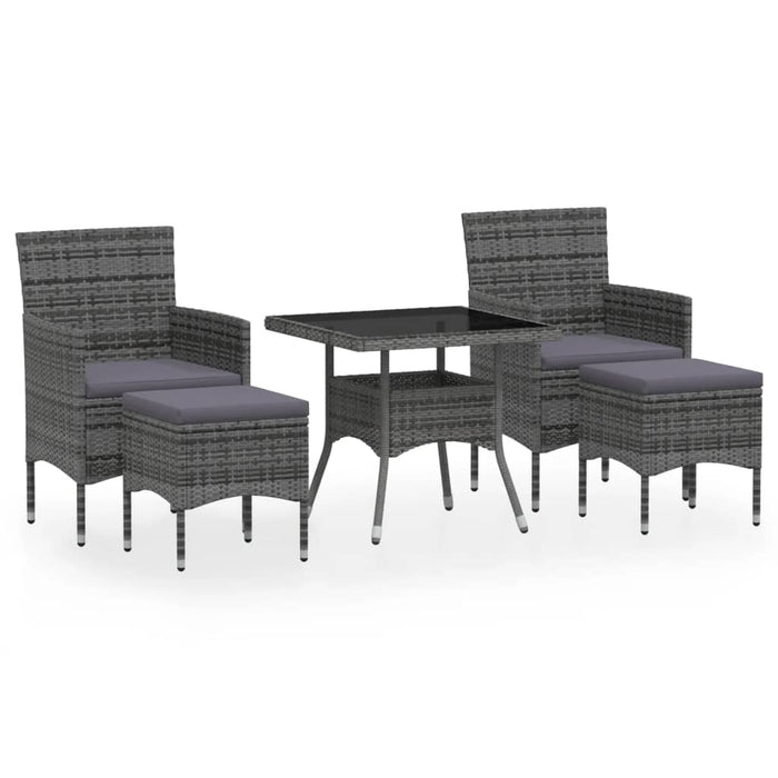 Set mobilier grădină, 5 piese, gri, poliratan/sticlă tratată - WALTI WALTI