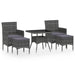 Set mobilier grădină, 5 piese, gri, poliratan/sticlă tratată - WALTI WALTI