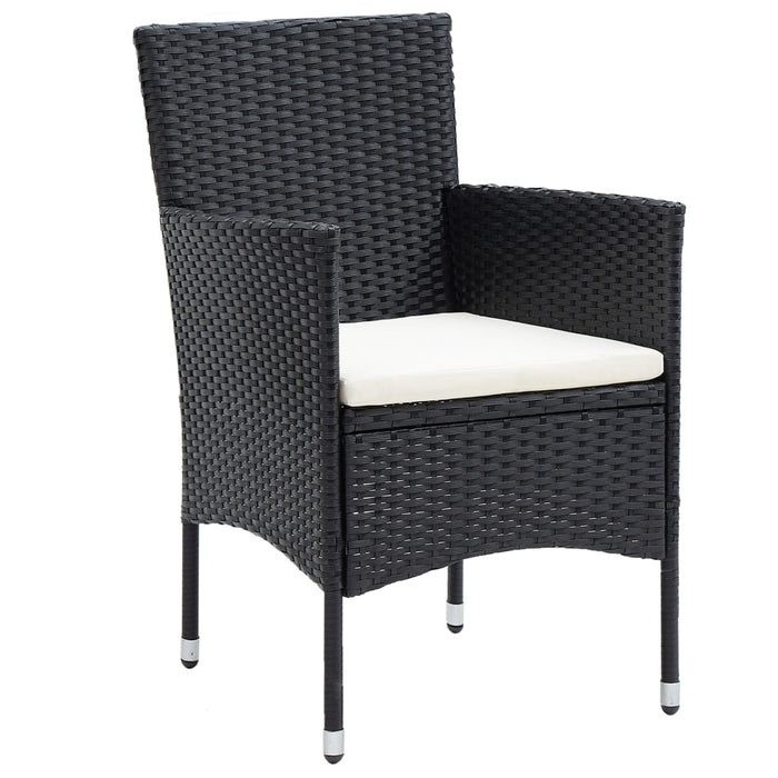 Set mobilier grădină, 5 piese, negru, poliratan și lemn acacia WALTI